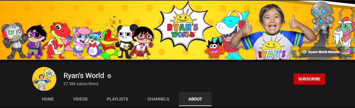 Ryan’s World YouTube Channel