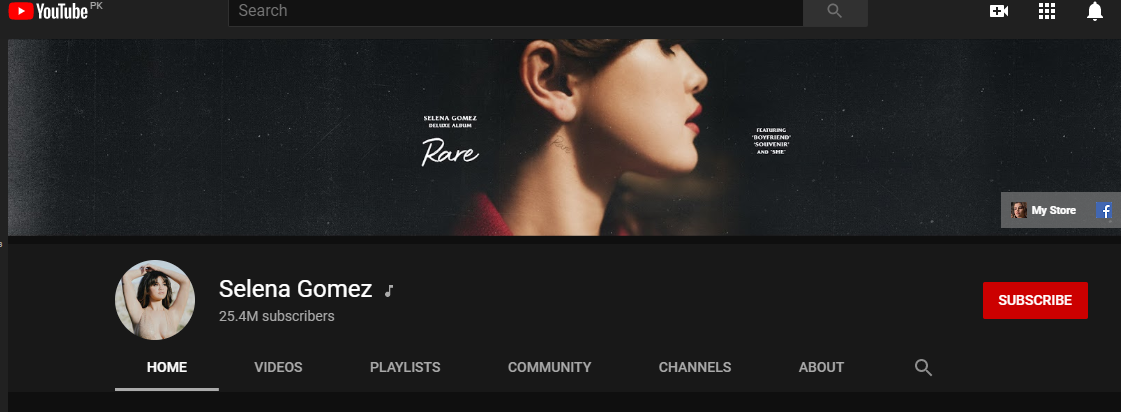 The official music YouTube channel of Selena Gomez has reached 25 million subscribers.