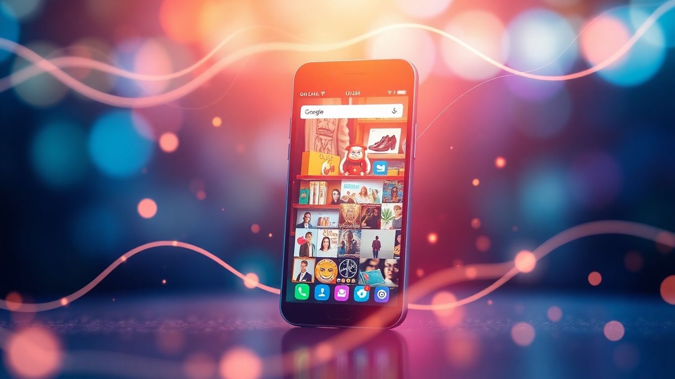 Social commerce marketplace on a smartphone screen. Social commerce marketplace on a smartphone screen.