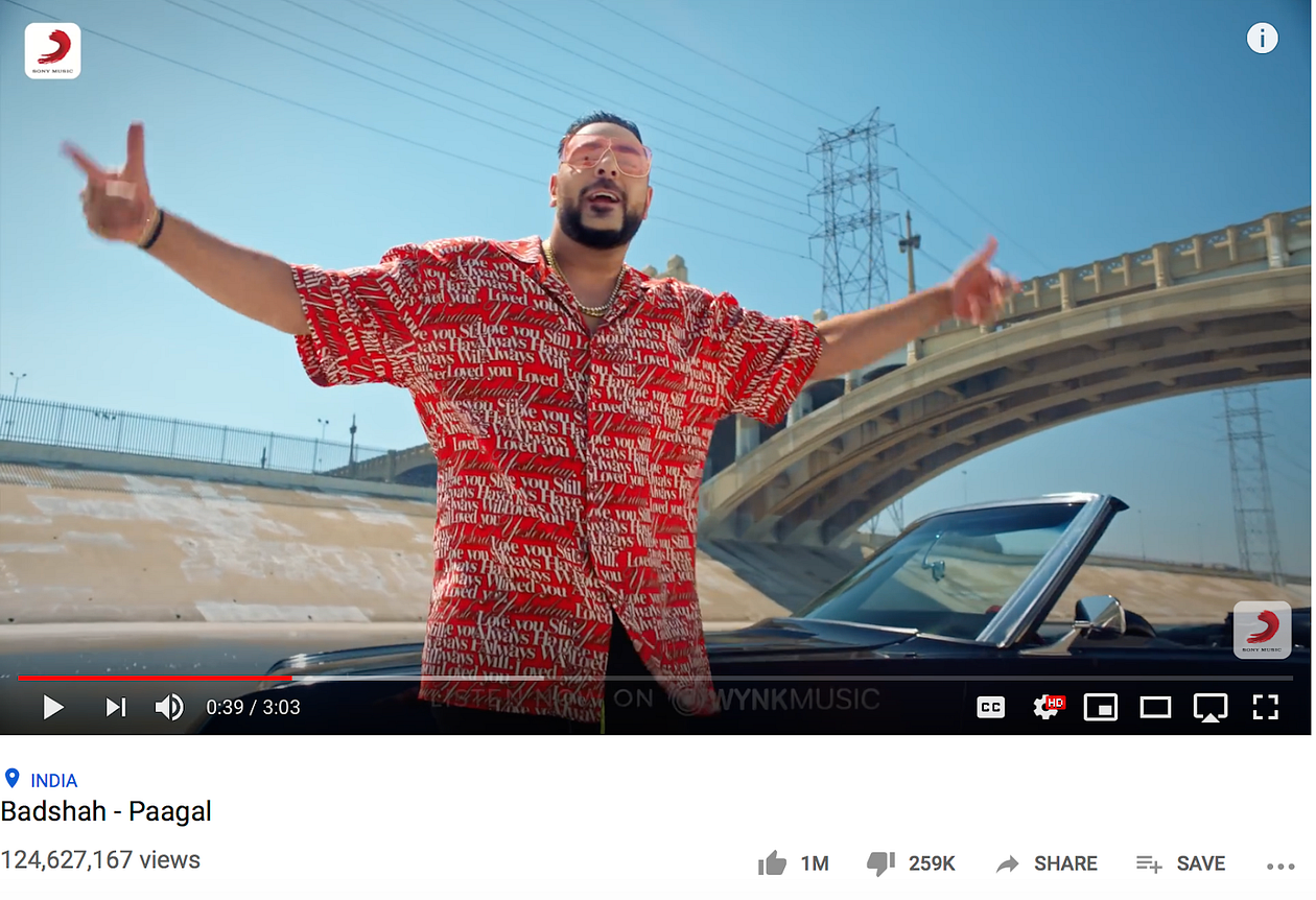 Indian Hip Hop singer Badshah released his new single Paagal.
