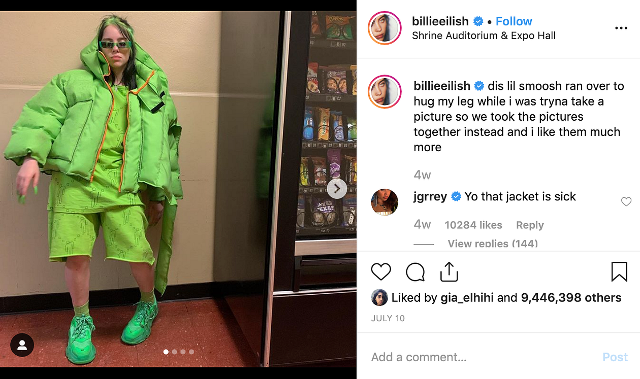 Billie Eilish has 4 posts rank in top 10 of 2019 July.