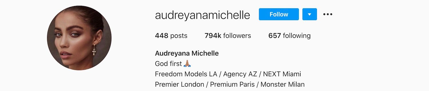 Audreyana Michelle Instagram