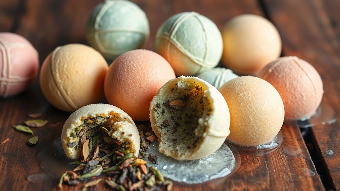 Dissolvable organic tea spheres in water. Dissolvable organic tea spheres in water.
