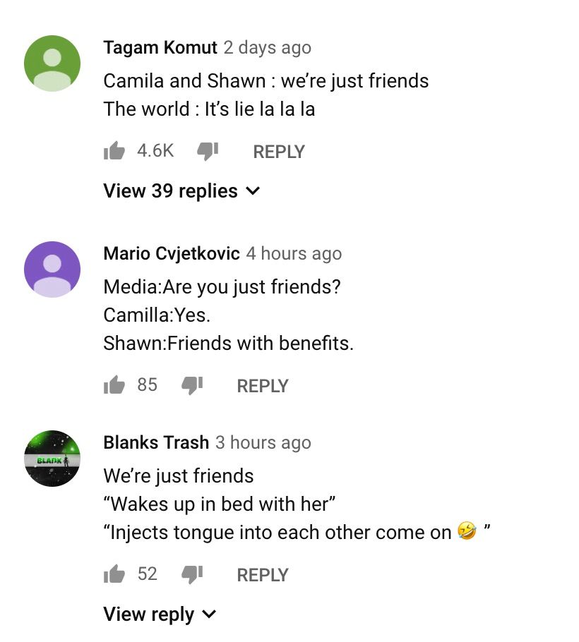 some comments of Señorita music video Some comments from Señorita