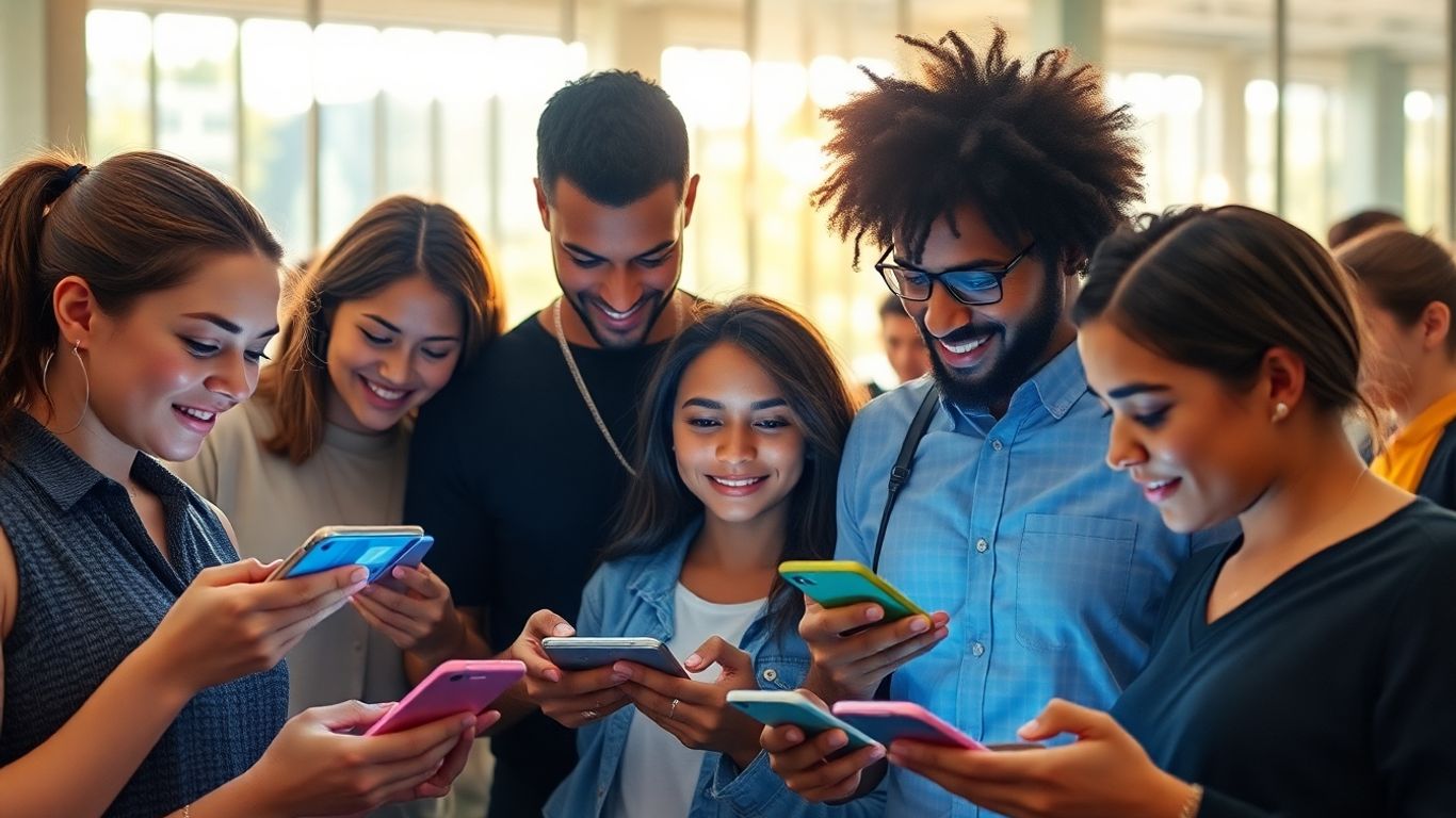 People using smartphones for social commerce. People using smartphones for social commerce.