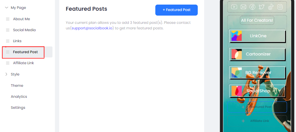Select "Featured Posts" option from the menu.