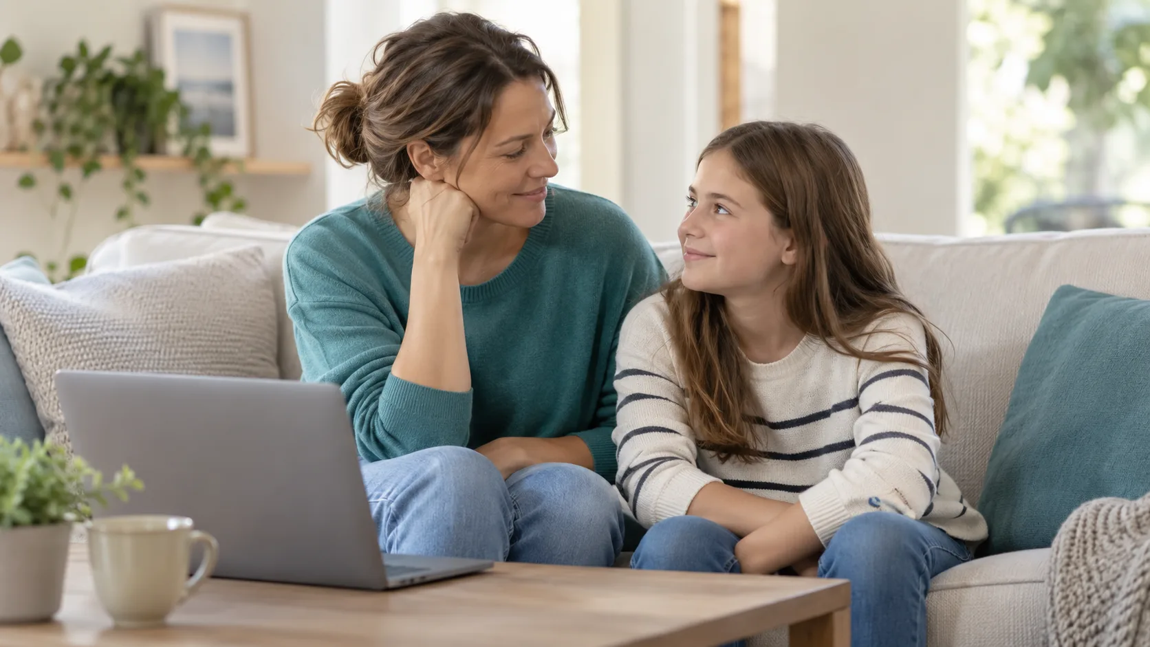 Parent and child discussing who a consultation pack is for