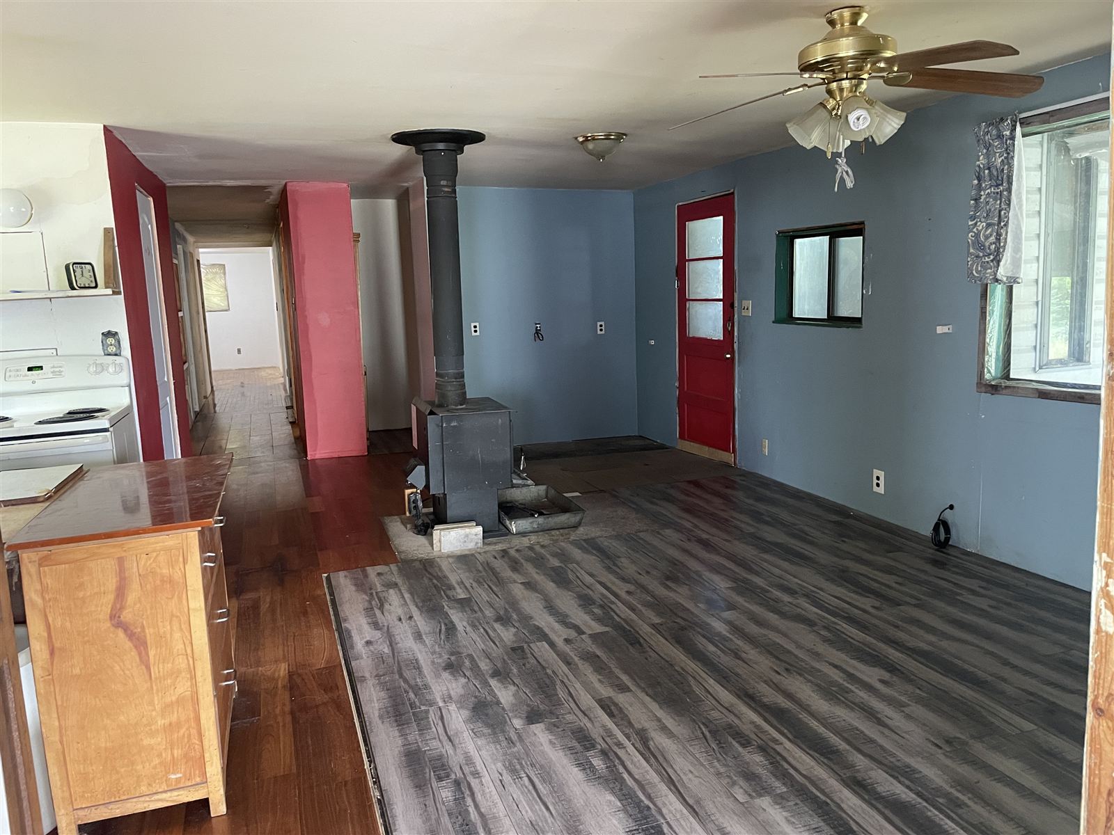 Living room and wood stove