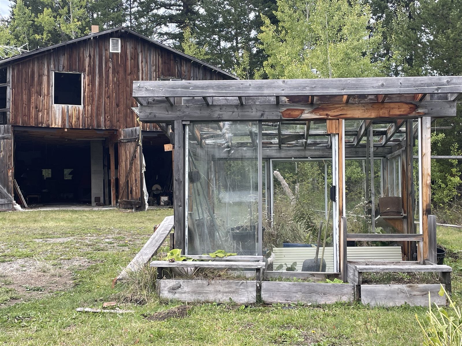 Greenhouse and barn