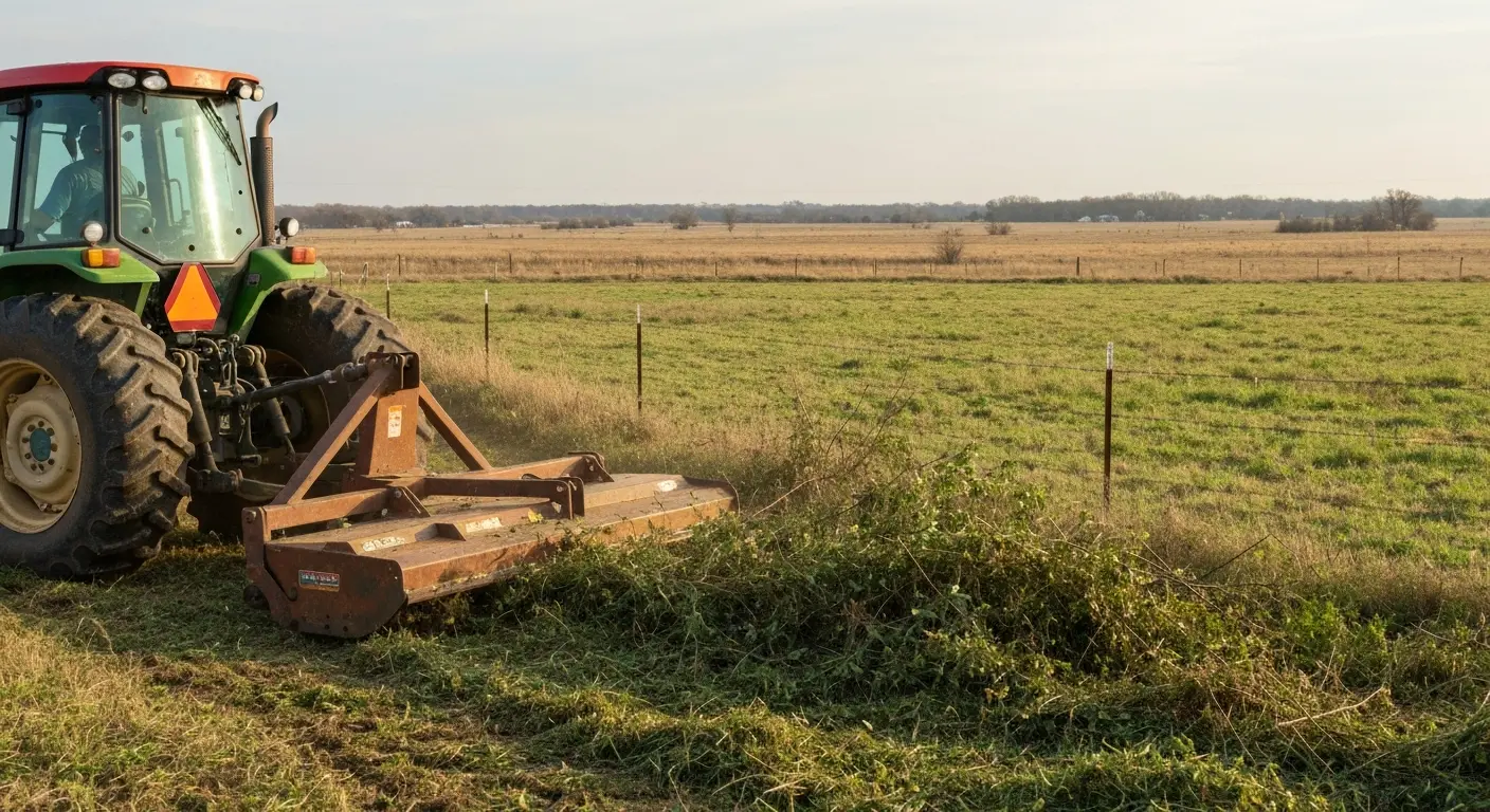 Brush mowing on Ft. Cobb pasture