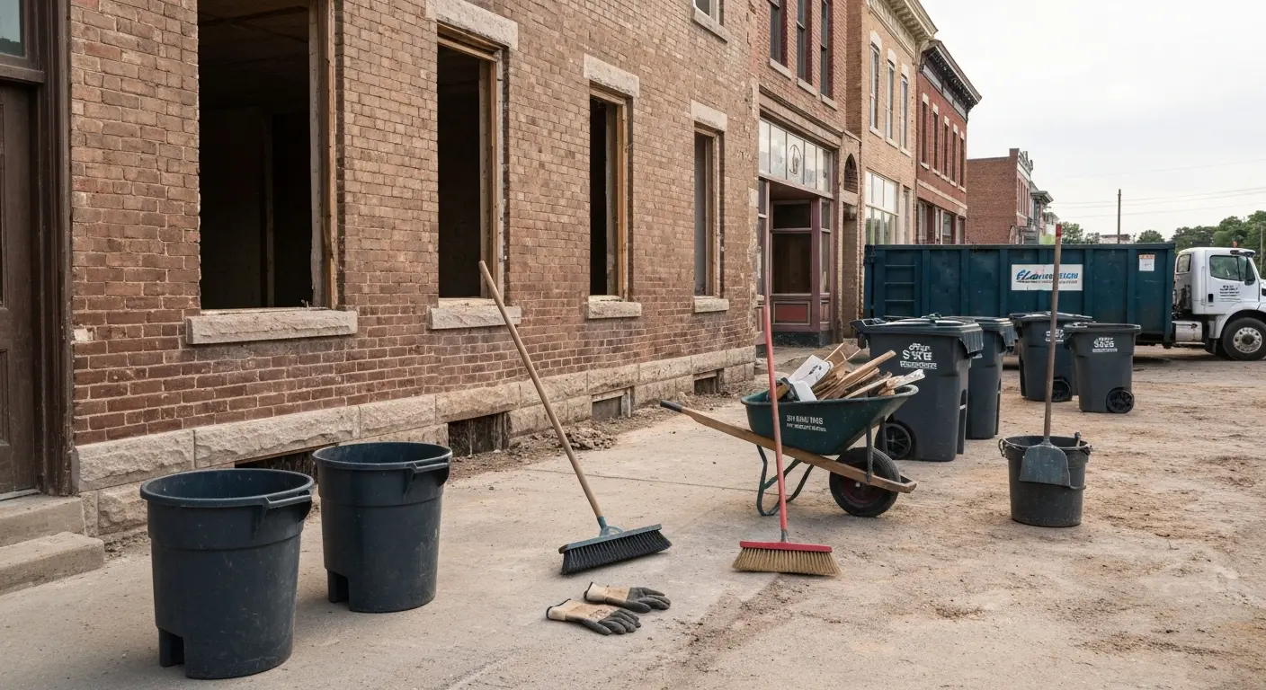 Historic building renovation with waste removal