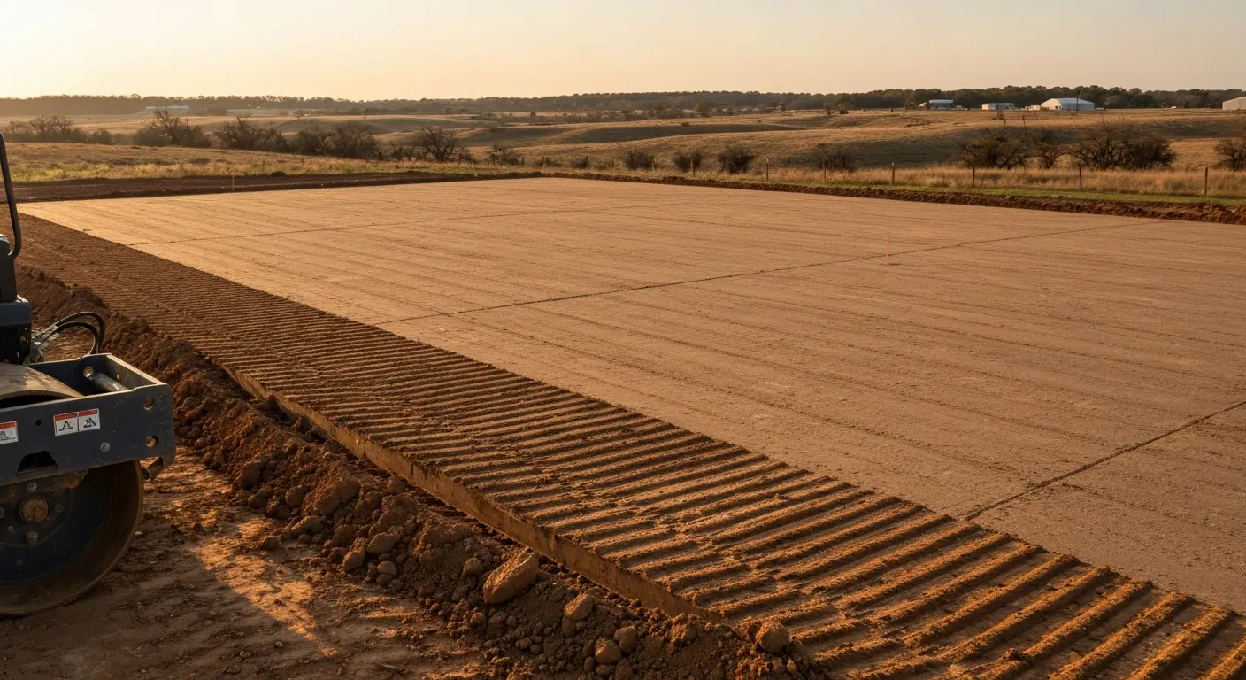 House pad grading and excavation in rural Cement area