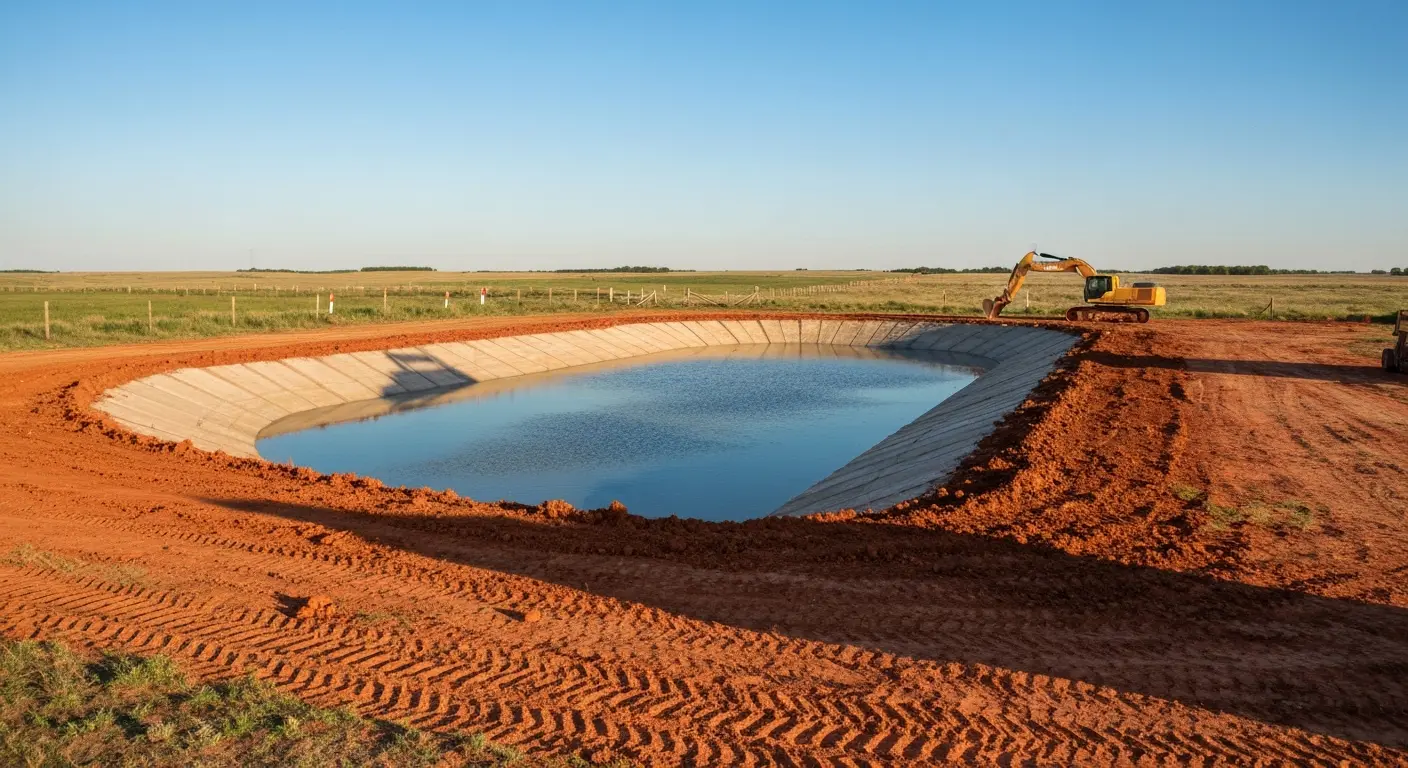 Pond excavation near Altus Oklahoma