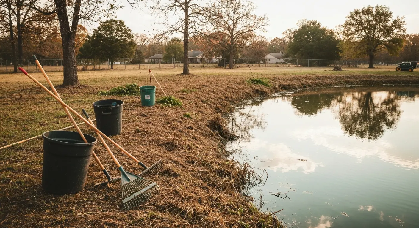 Vegetation removal from pond
