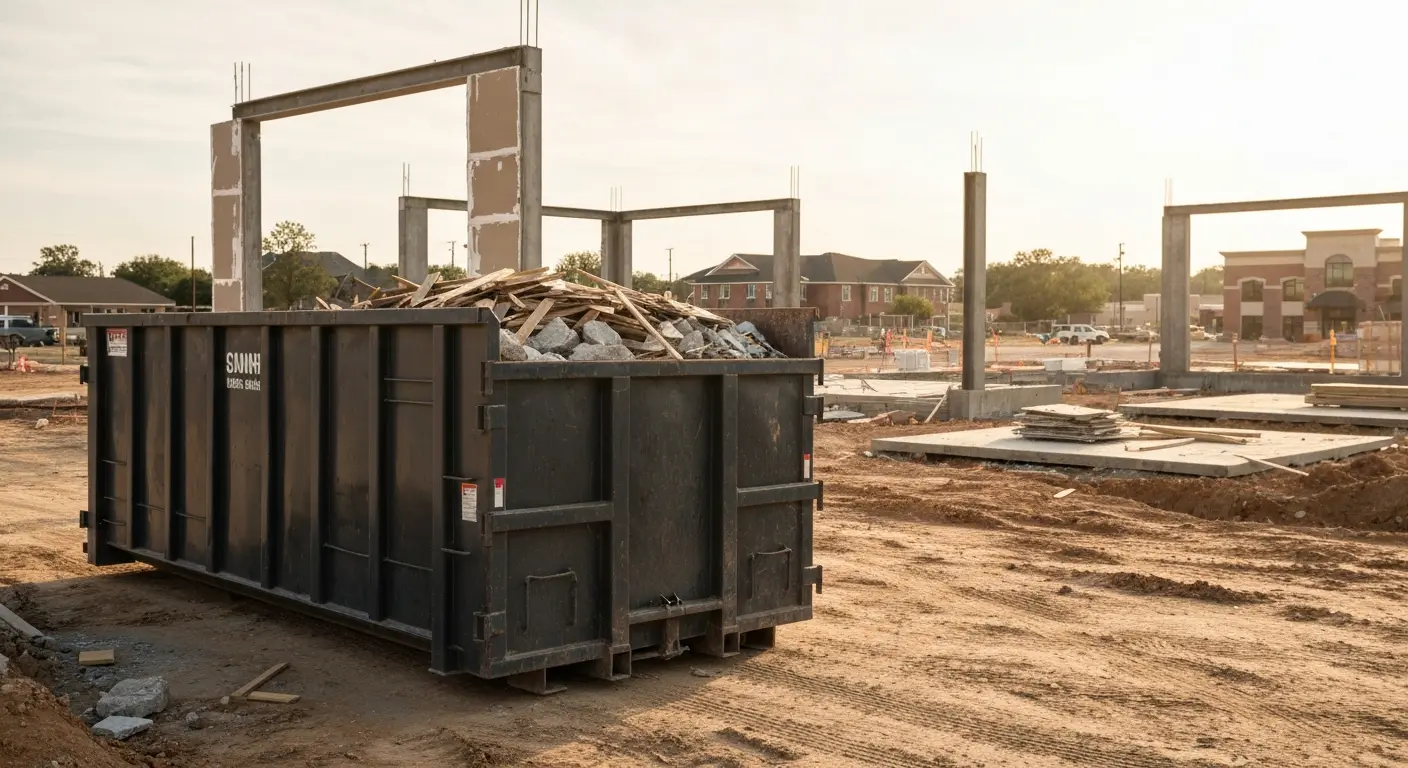 Commercial dumpster on construction site