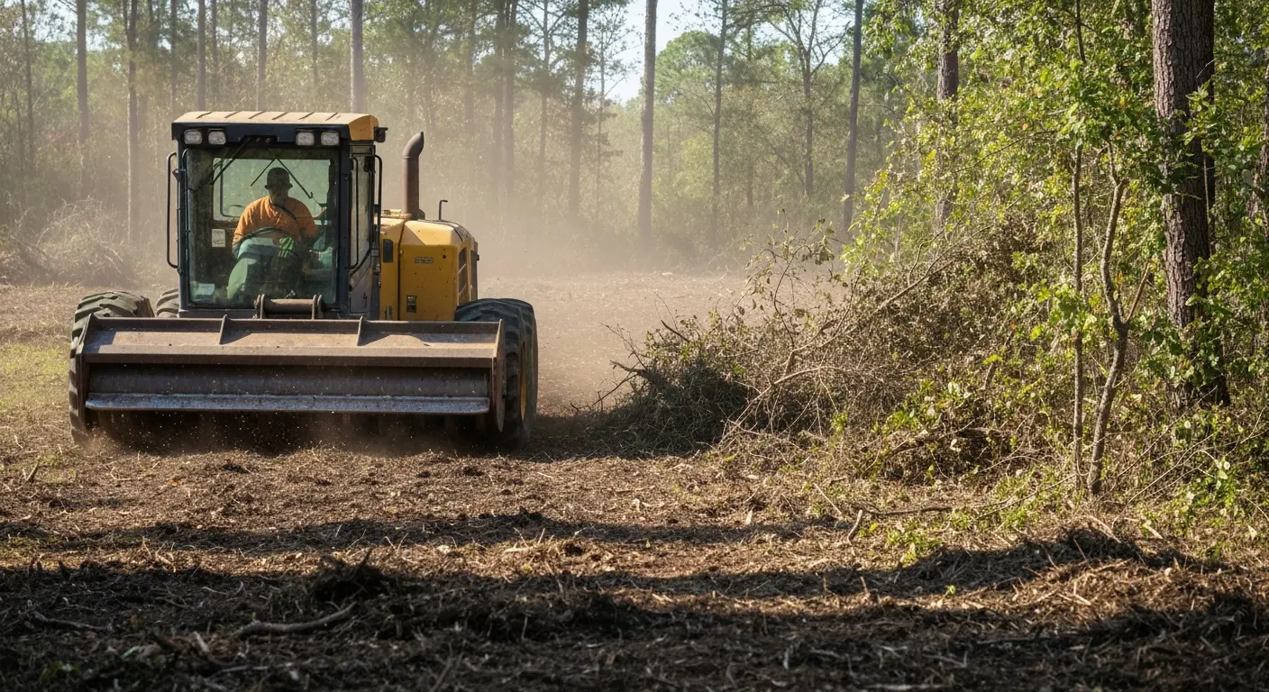 Land clearing with forestry mulcher