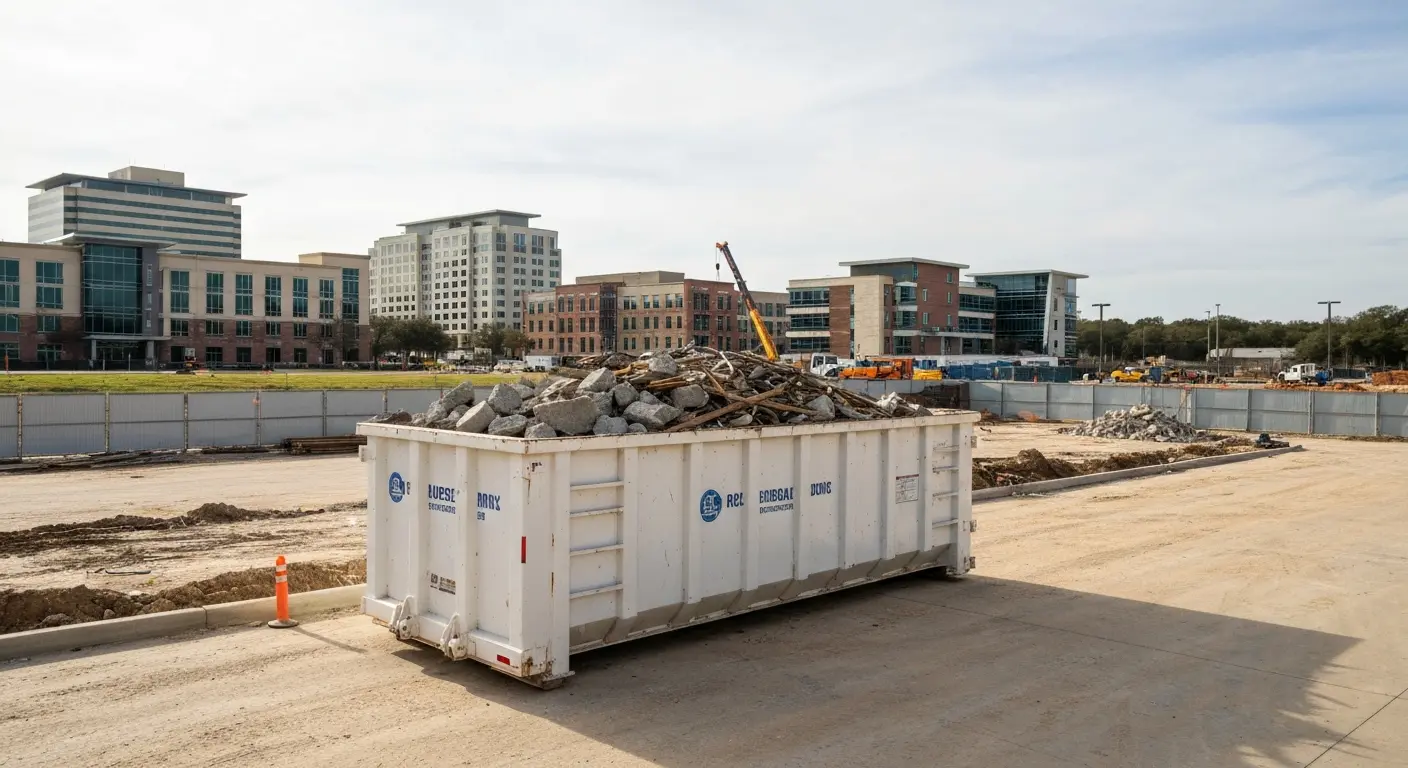 Construction site with rolloff dumpster
