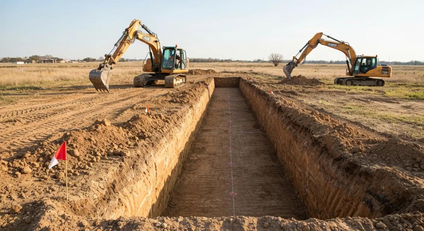 Excavation equipment at work