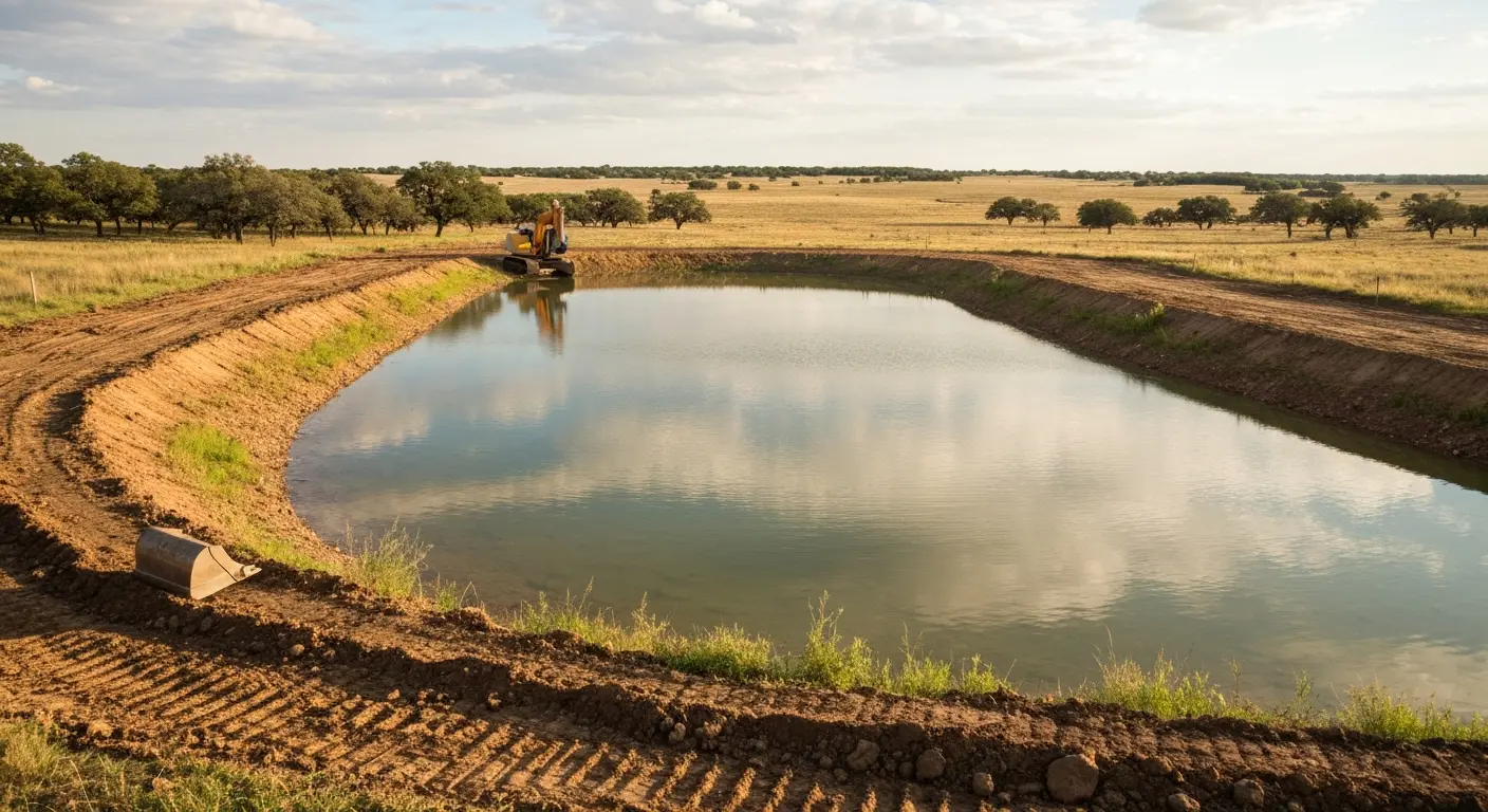 Pond excavation and construction