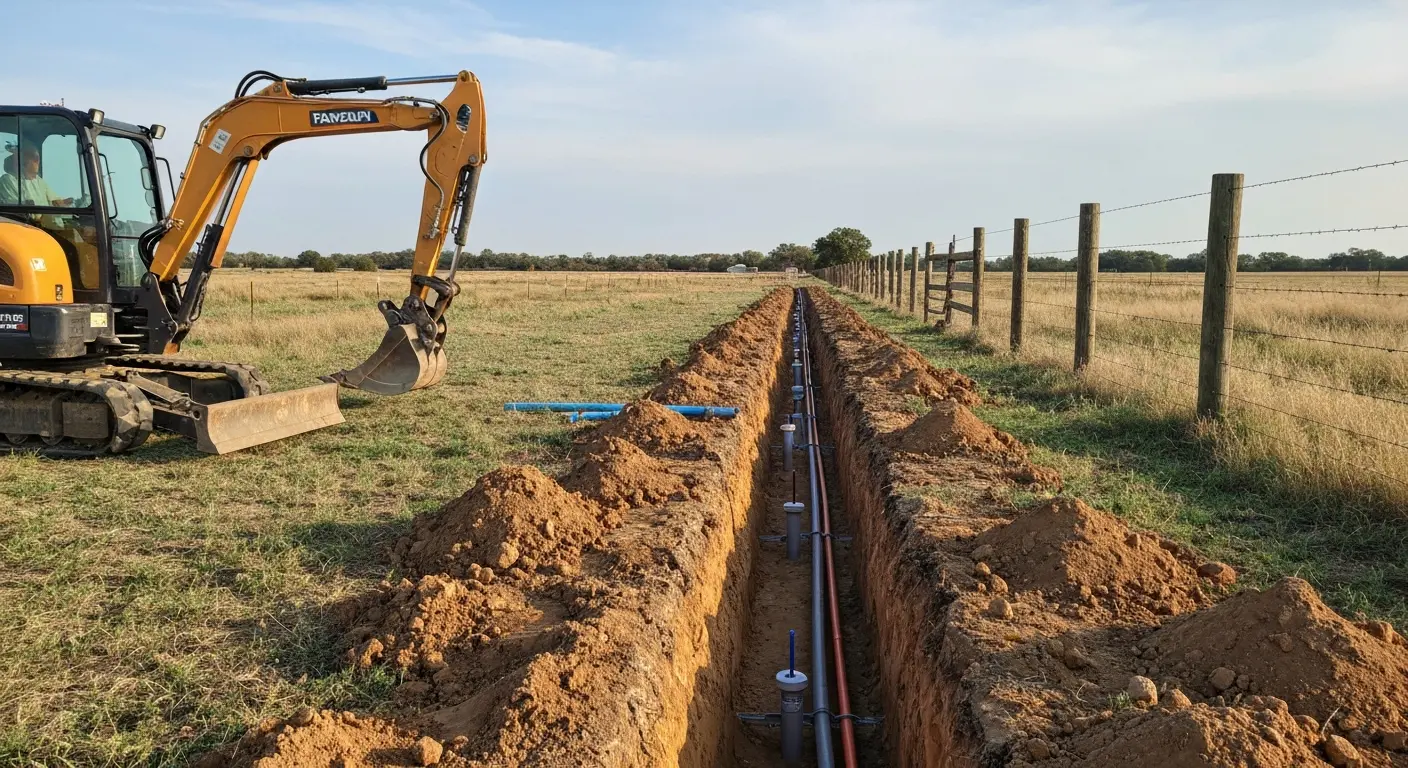 Excavation trenching and utility work near Cement OK