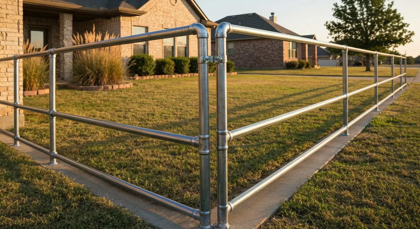Property perimeter pipe fence