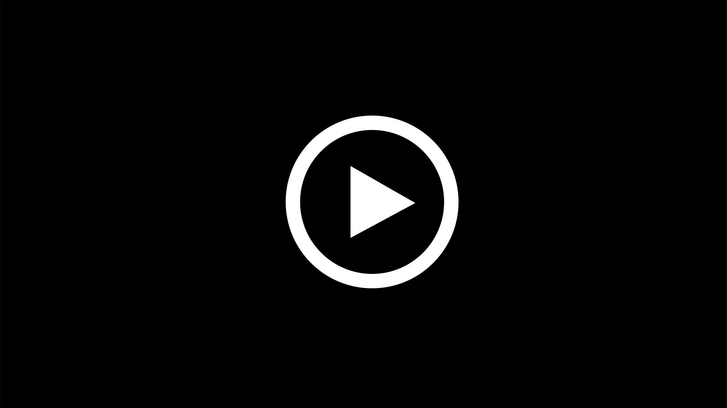 A white triangular play button against a black backdrop, indicating a video or audio play function.