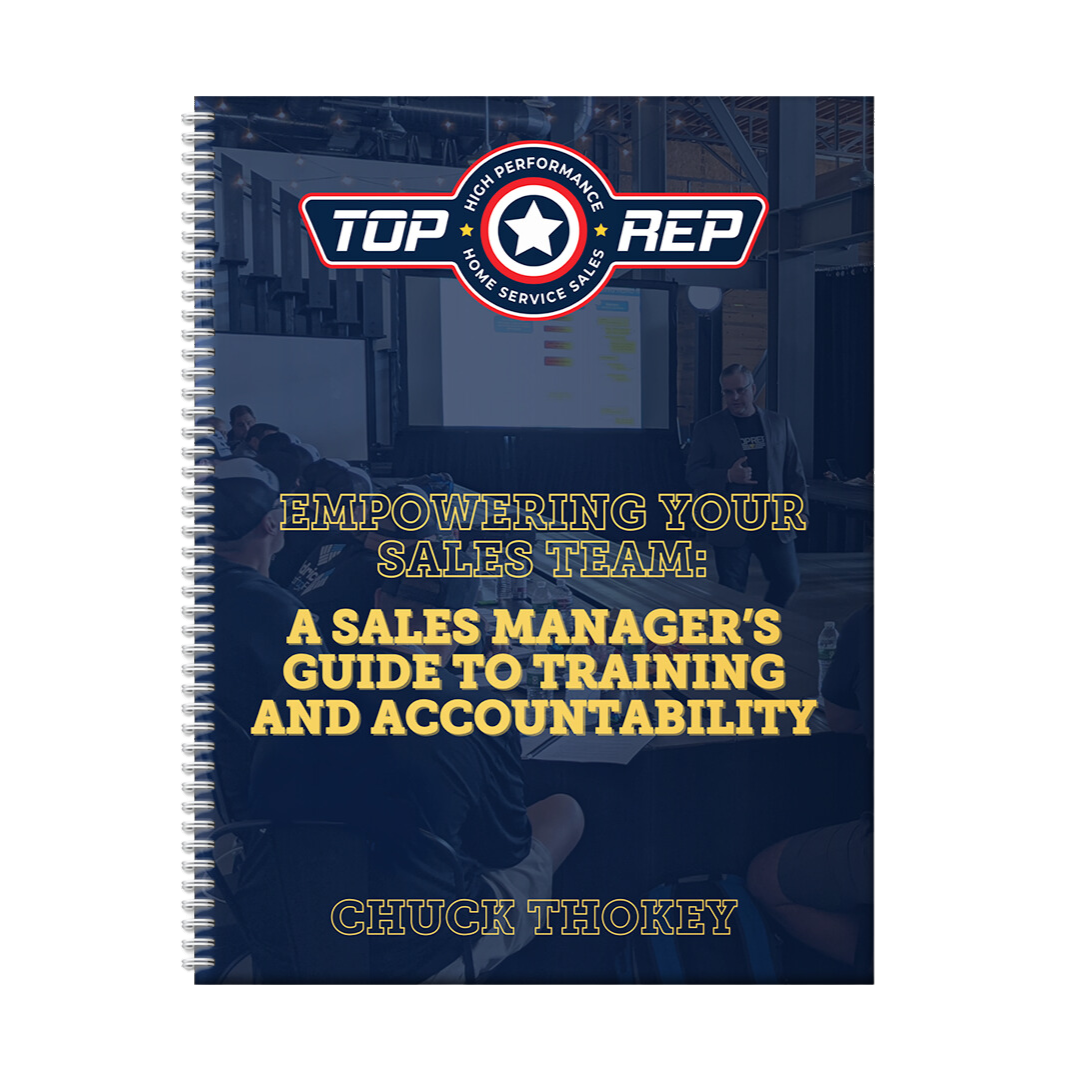 Home improvement sales coaching graphic emphasizing customized Top Rep services for business growth training.