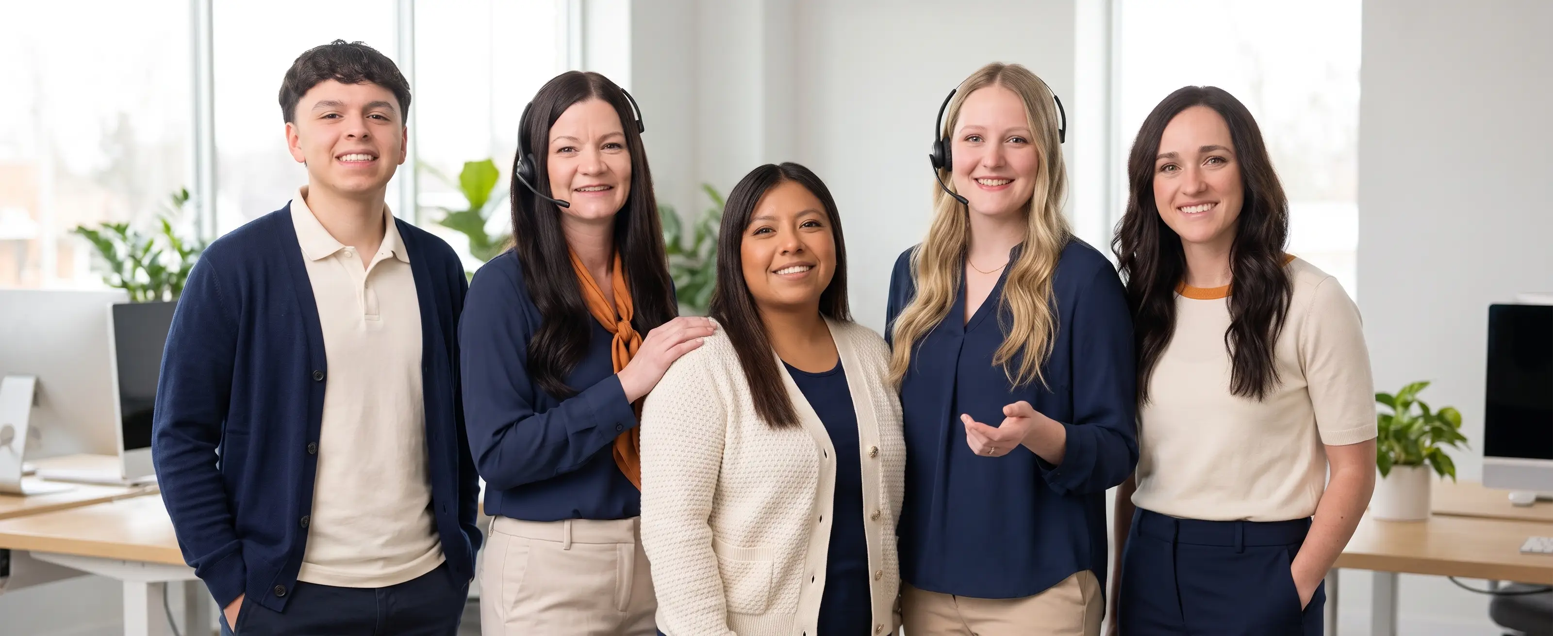 The Jill's Office receptionist team smiling together in the office