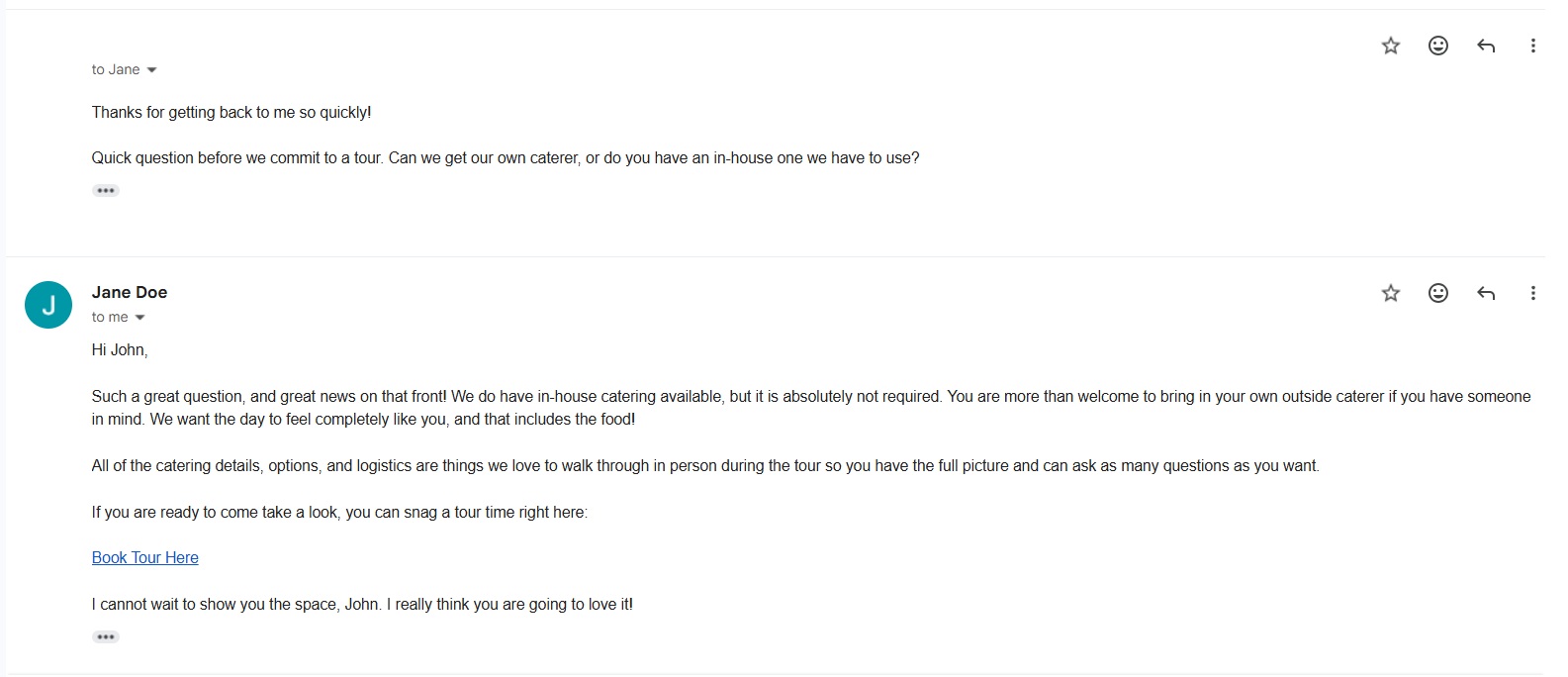 AI answering lead questions example