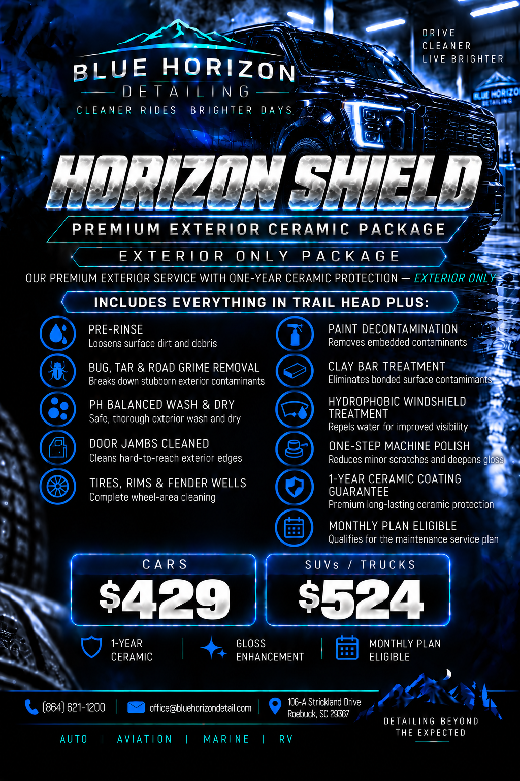 Horizon Shield package graphic with pricing and inclusions