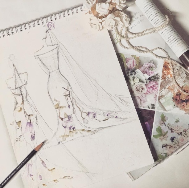 ZB Couture hand-painted gown