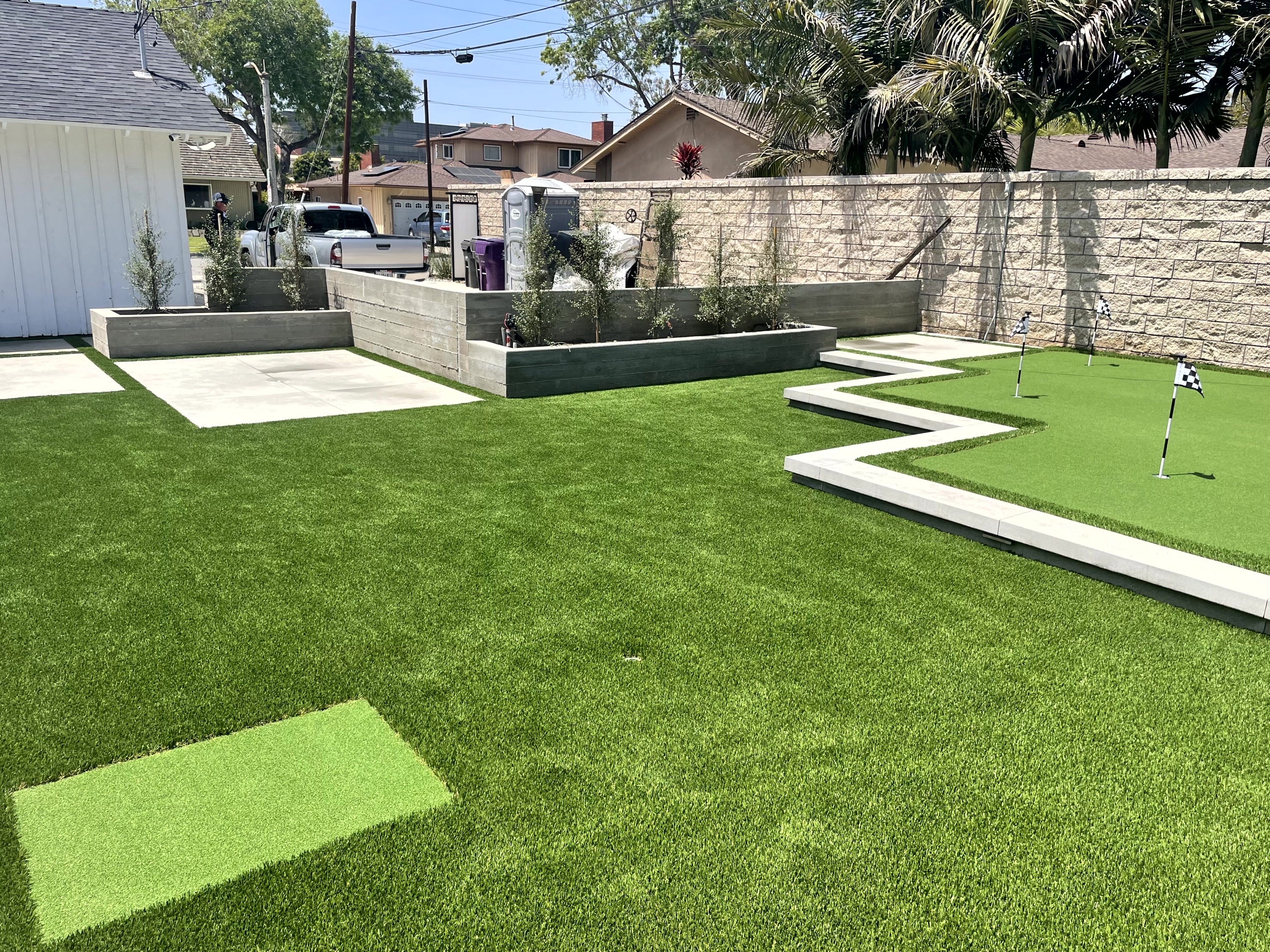 Professional sports field turf installation in progress