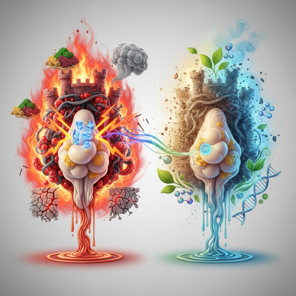 Functional Medicine Testing Image: A healthcare professional in a white coat analyzing lab results on a digital tablet, surrounded by vials and charts, modern clinic vibe, symbolizing precision and "we don't guess, we test."