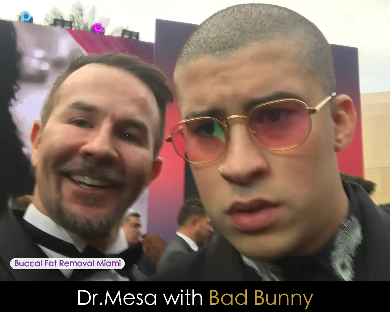 Dr. John Mesa MD with Bad Bunny at a social event in Miami