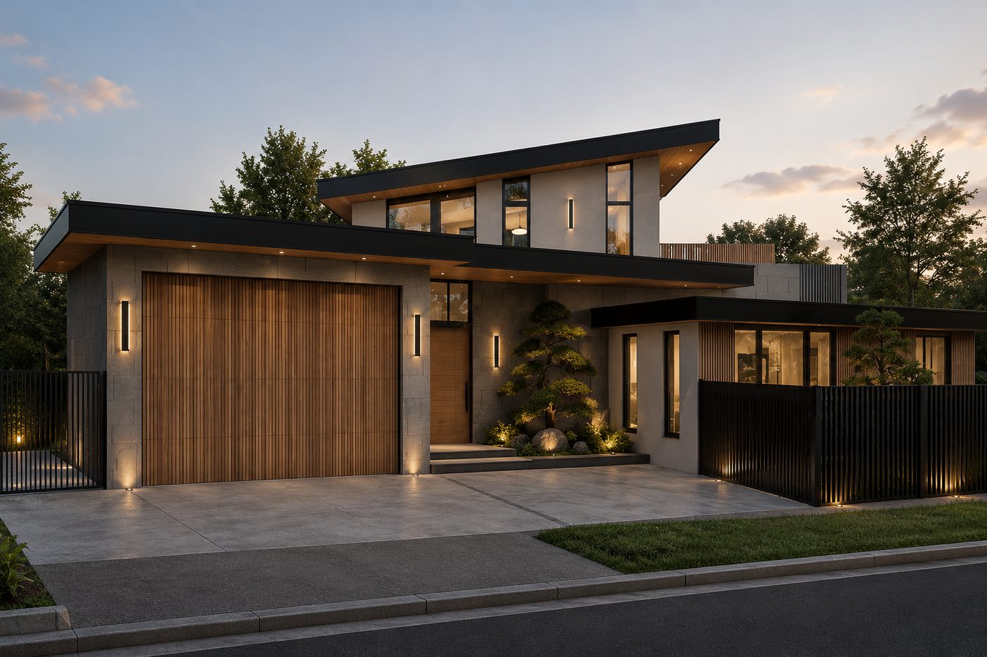 Modern Japanese custom home rebuild Pacific Palisades Las Casas Loop