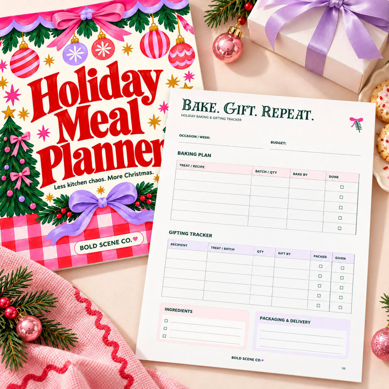 Merry & Bright Holiday Meal Planner printable pages