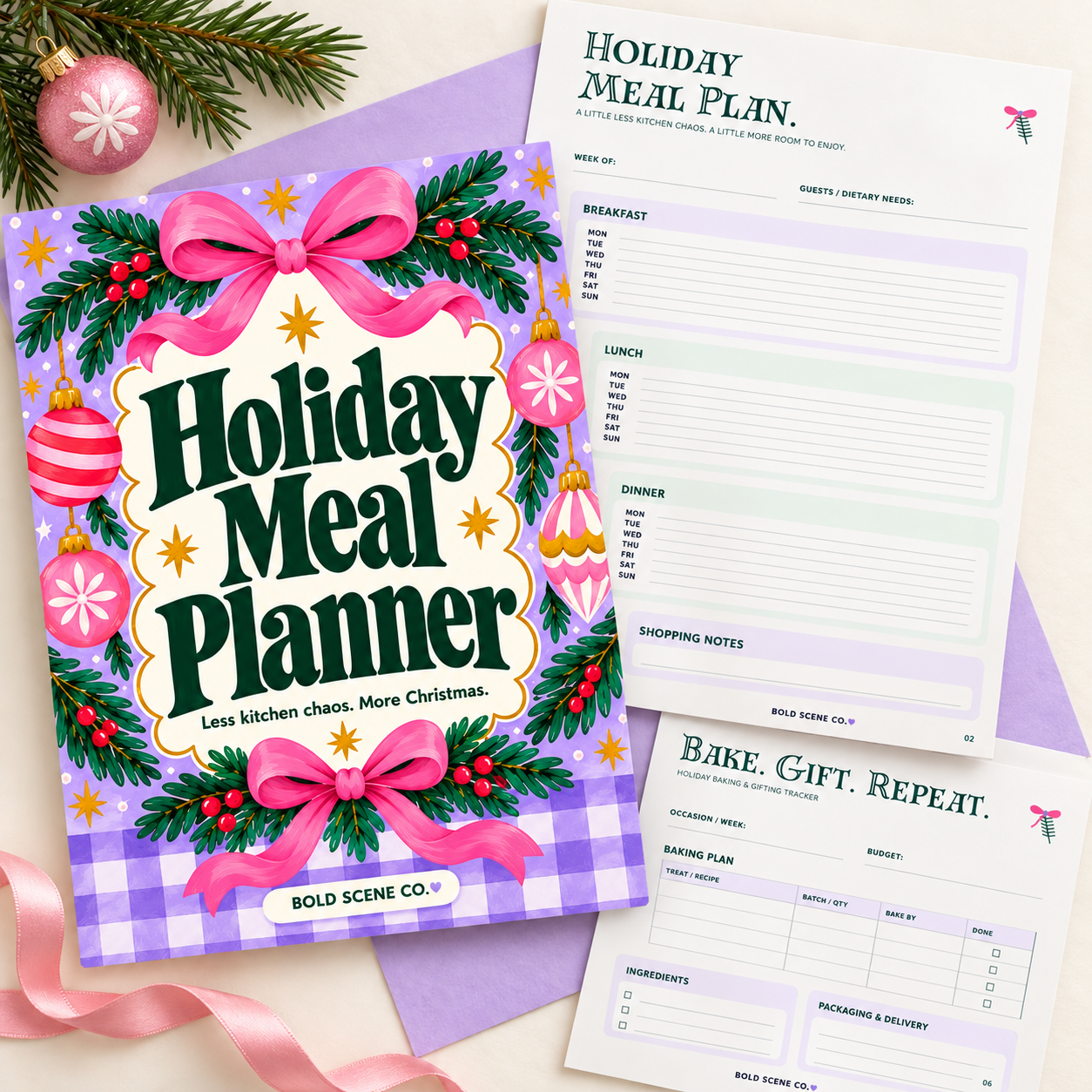Sugar Plum Pop Holiday Meal Planner printable pages