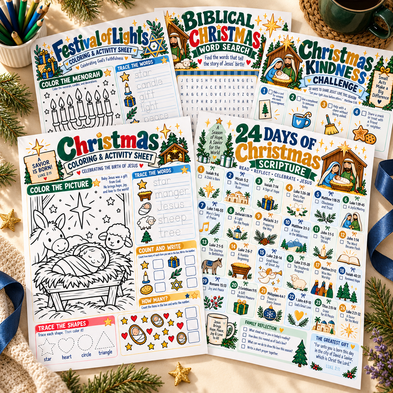 Christmas Faith & Family Activity Bundle printable pages