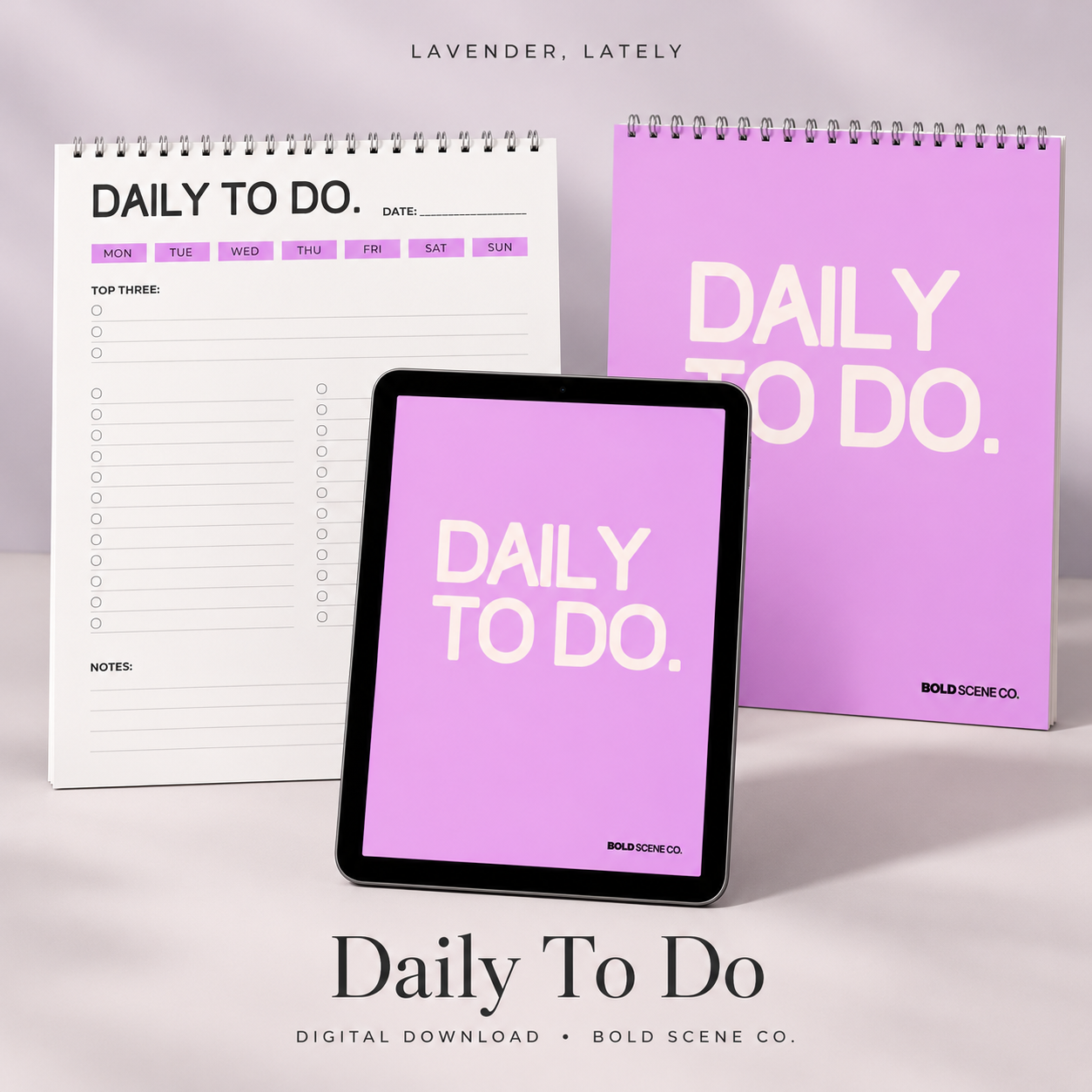 Lavender, Lately Daily To Do digital download mockup Lavender, Lately Daily To Do digital download mockup