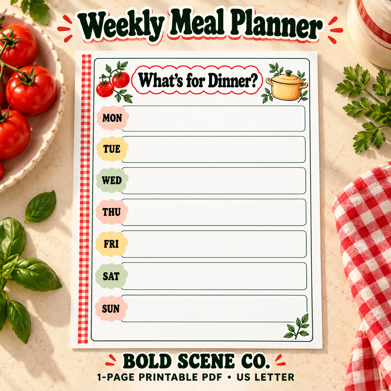 Weekly Meal Planner printable worksheet