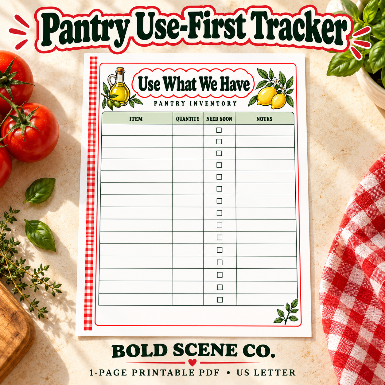 Pantry Use-First Tracker printable worksheet