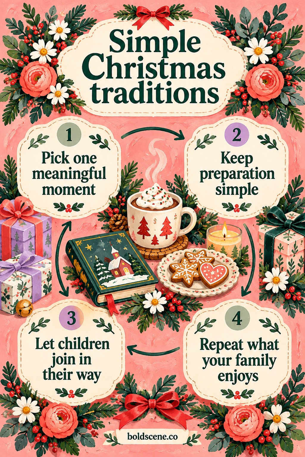 Four steps for a meaningful Christmas tradition: choose a moment, simplify preparation, involve children, repeat what works