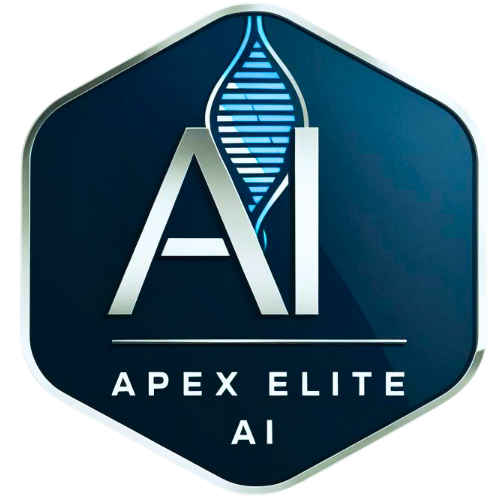 Apex Elite AI logo — modern, bold lettering with upward arrow motif