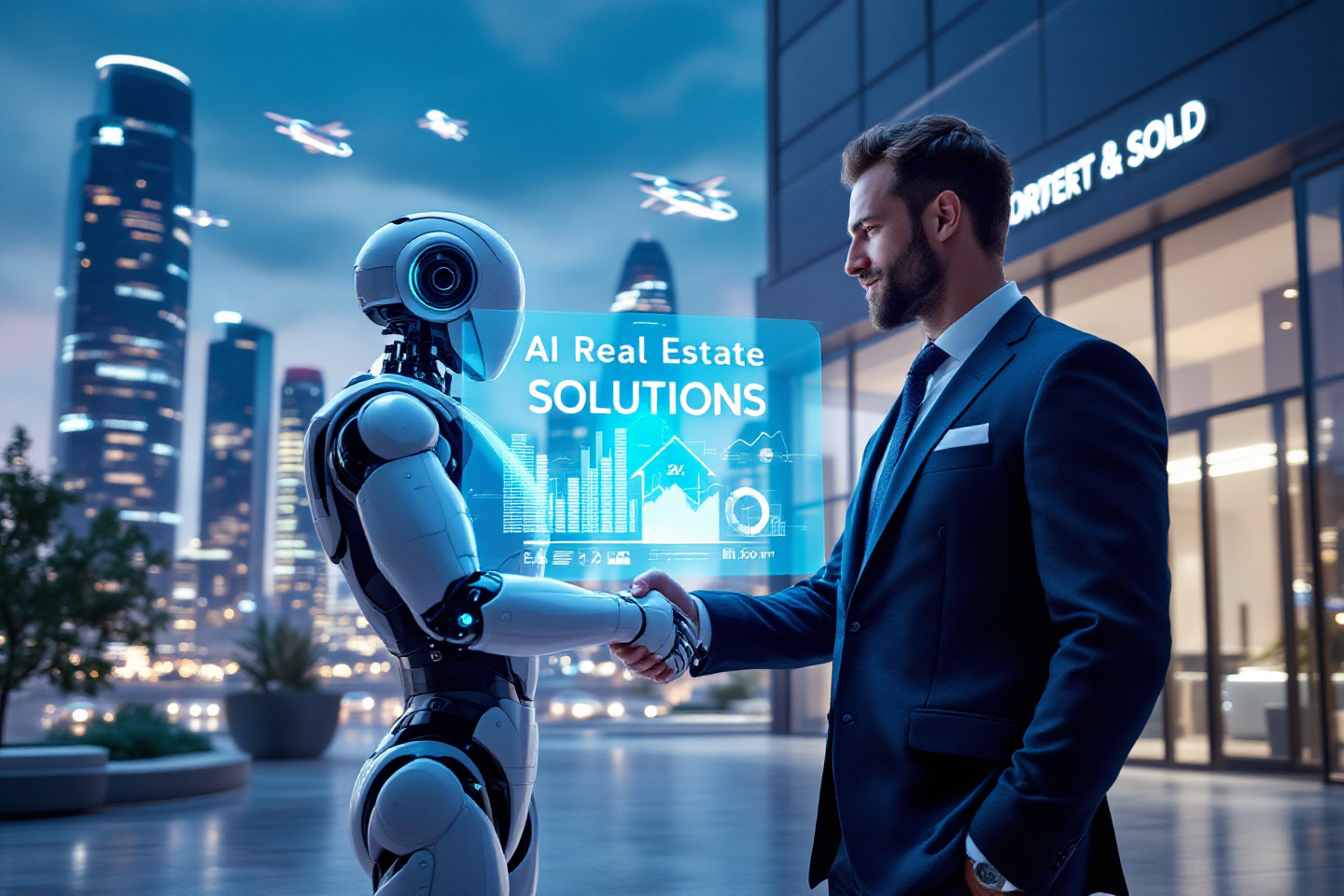 Real estate professional working with artificial intelligence