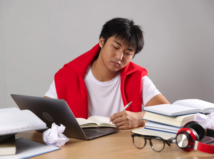 studying hard