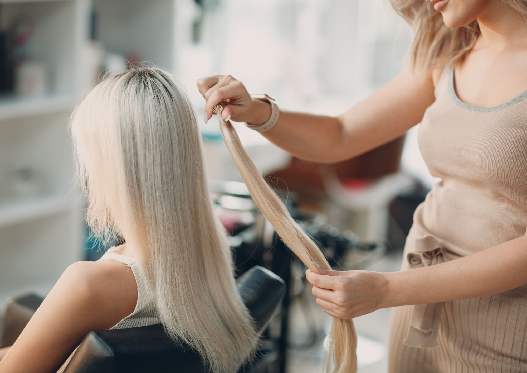 Hair extension transformation at Bombshell Beauty Salon