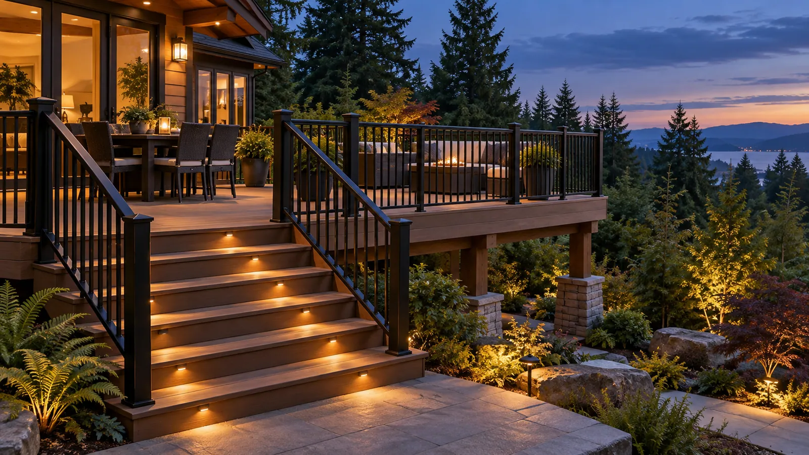Generated Black Diamond deck design illustration: deck railing in black diamond