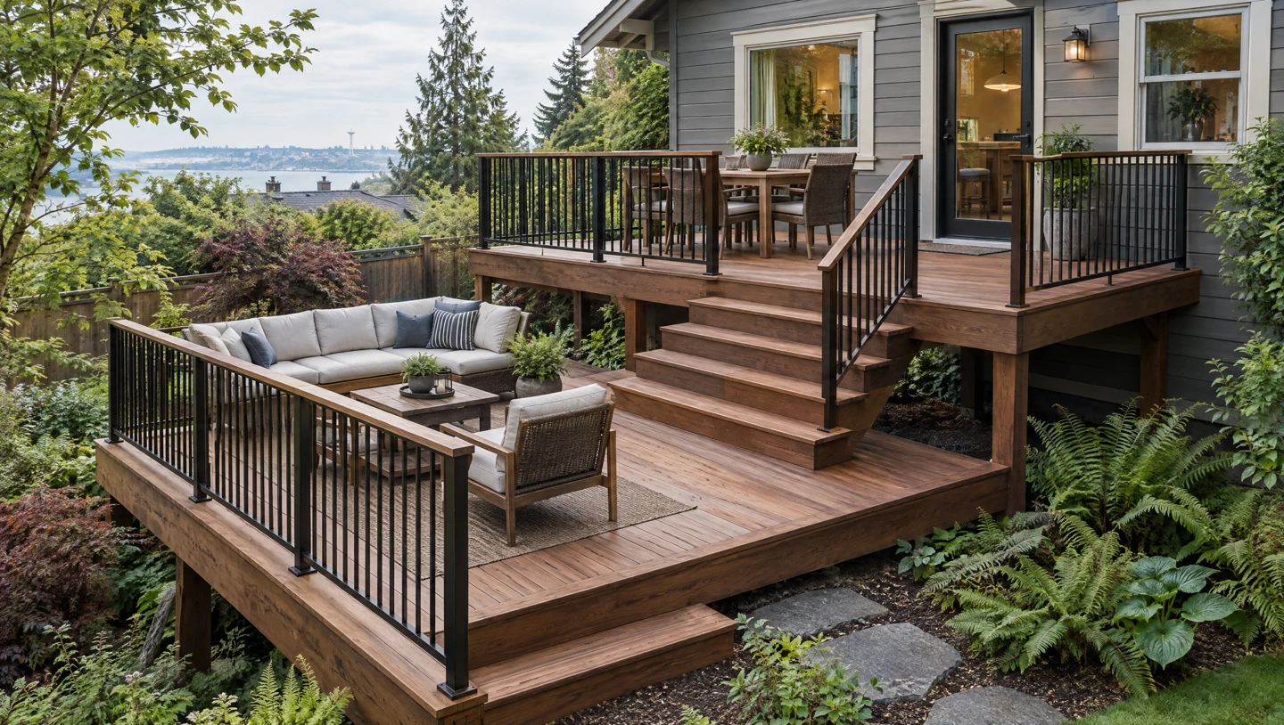 Generated Auburn deck design illustration — AI two-level deck concept
