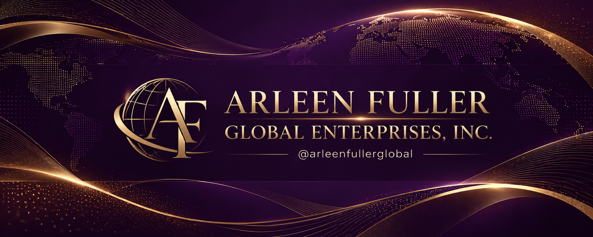 Arleen Fuller Global Enterprises, Inc. purple and gold AF branding