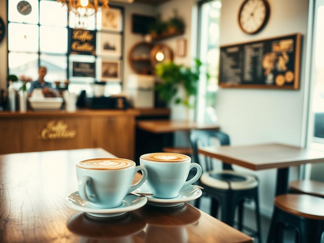Coffee shop interior with latte art in Wichita Falls